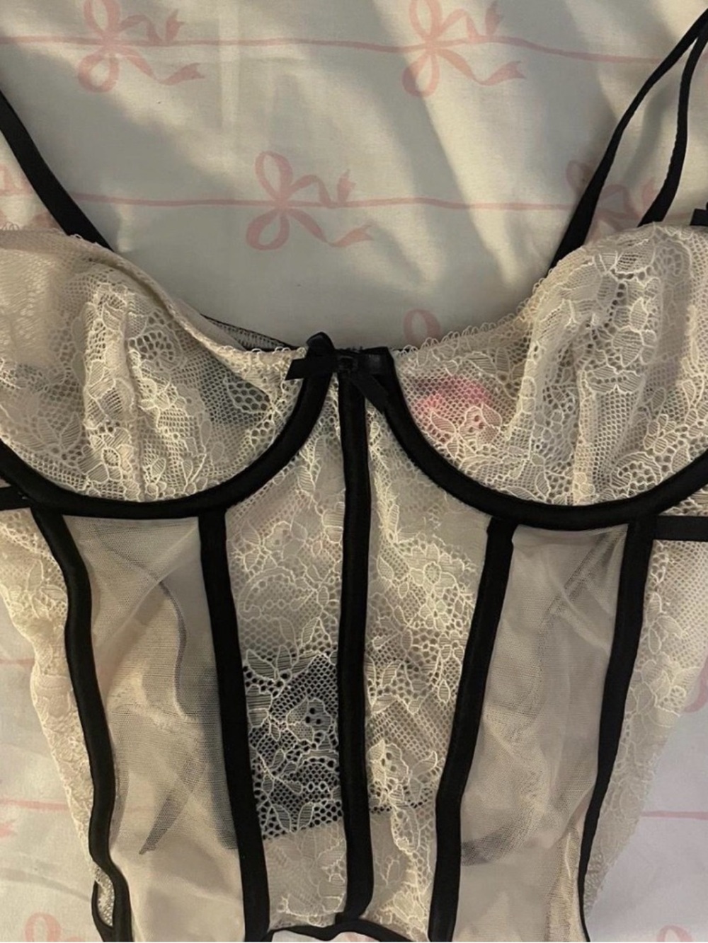La SENZA Cream Lace and Black Trim Bustier Bandeau